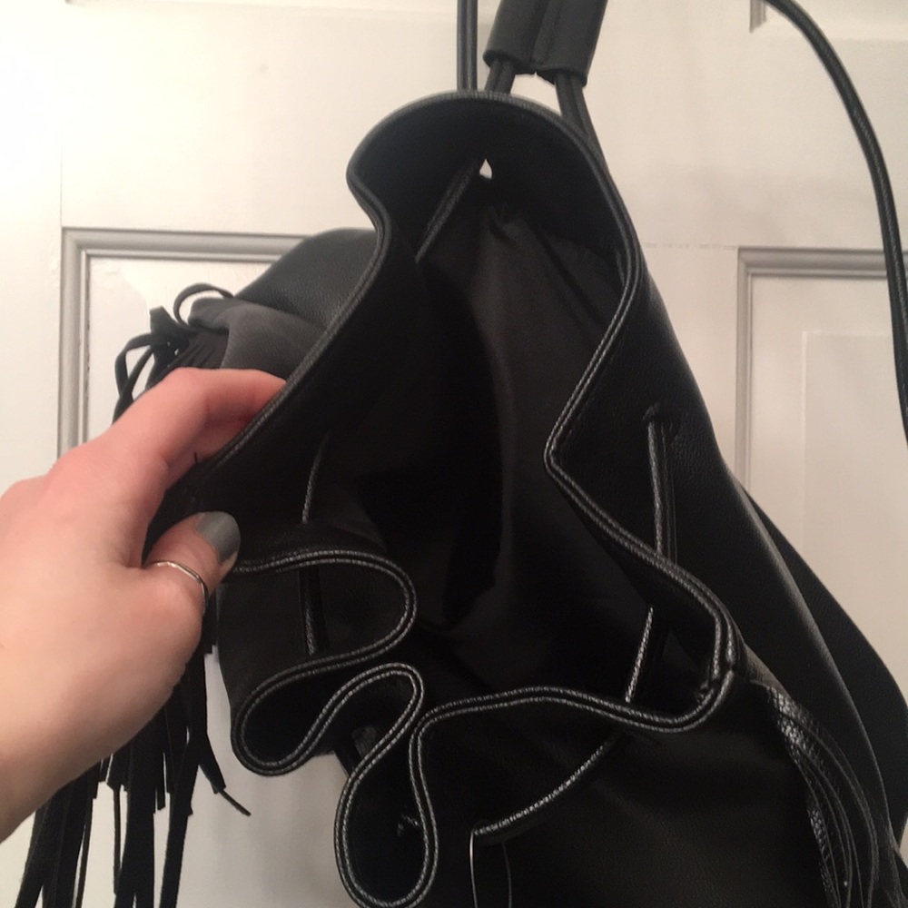 NWT, VS black faux leather fringed backpack - Picture 9 of 9